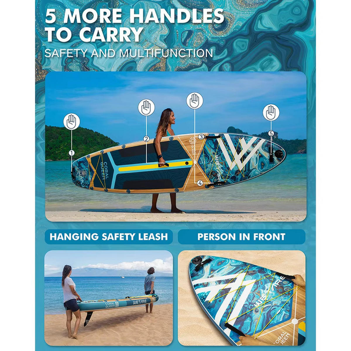 STAND-UP PADDLE BOARD Inklusive Zubehör 351 × 89 × 15cm - Blau, Kunststoff (351/89cm)