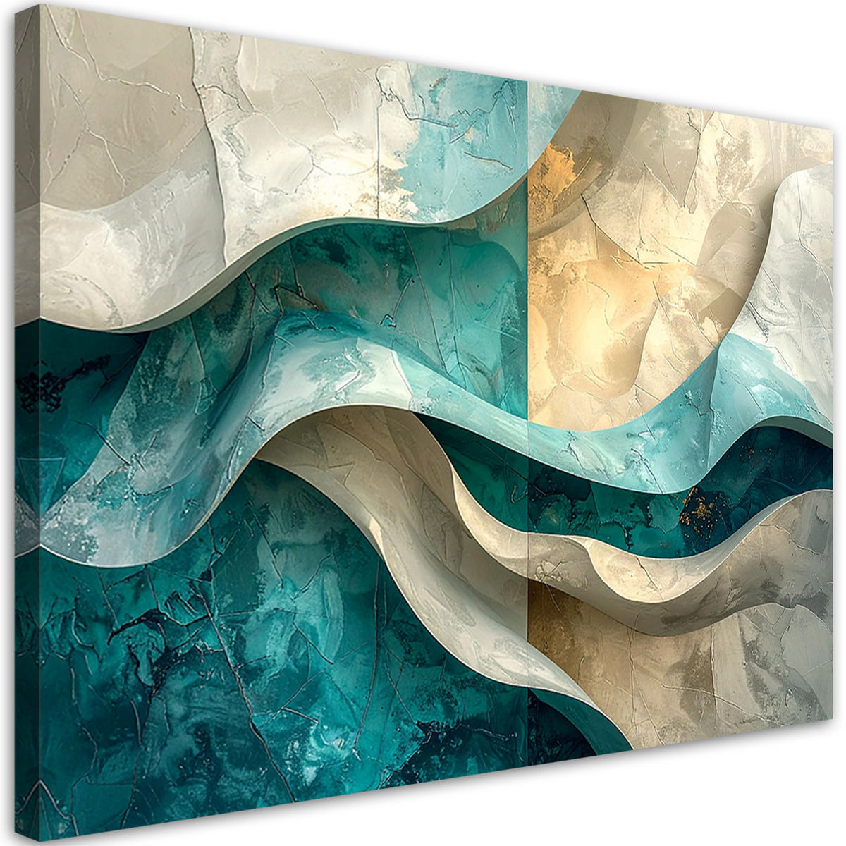 LEINWANDBILD Abstraktion 60x40cm - Türkis, Textil (60/40cm) - Feeby