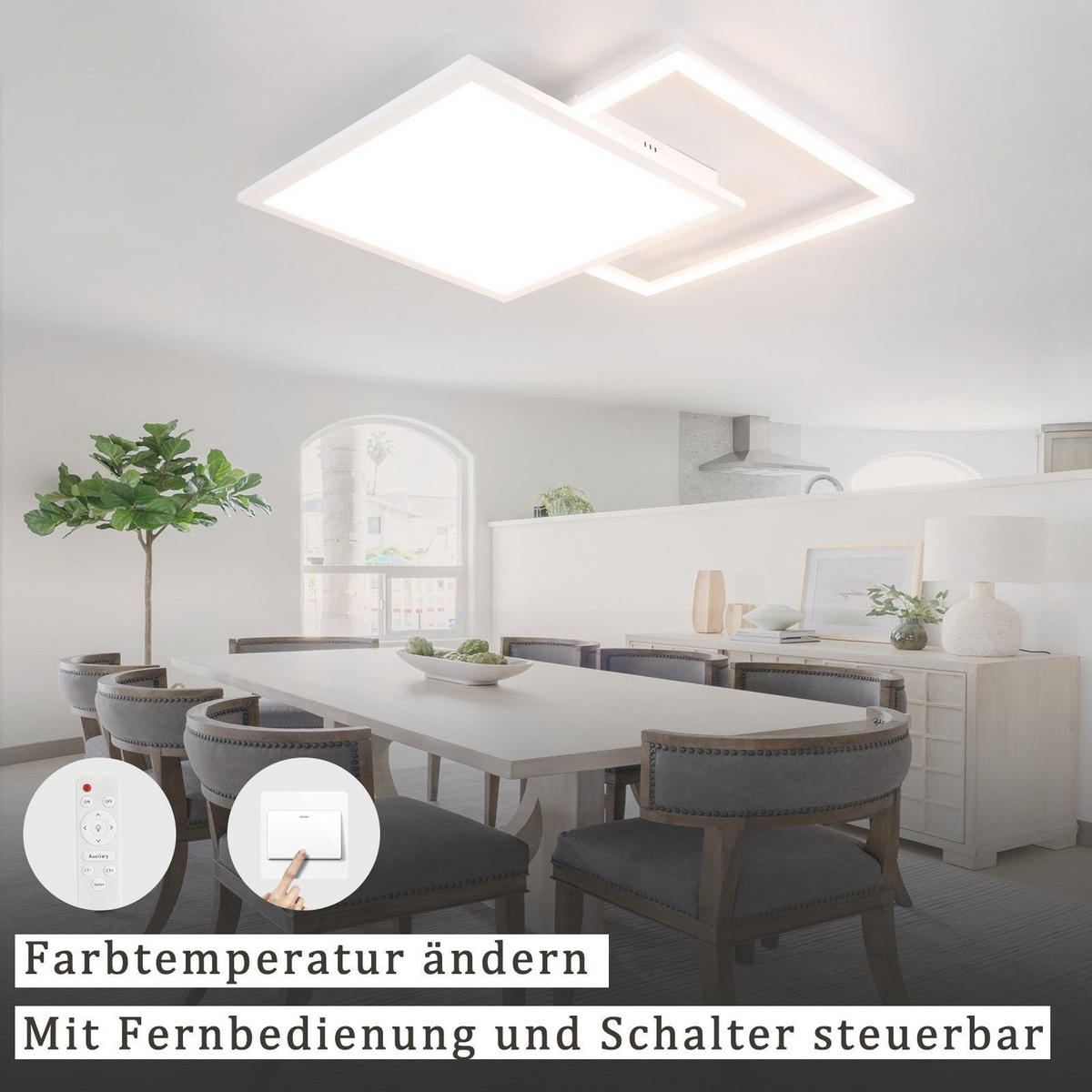 LED-DECKENLEUCHTE Carl 53/53/5 cm - Weiß, Metall (53/53/5cm) - Nettlife