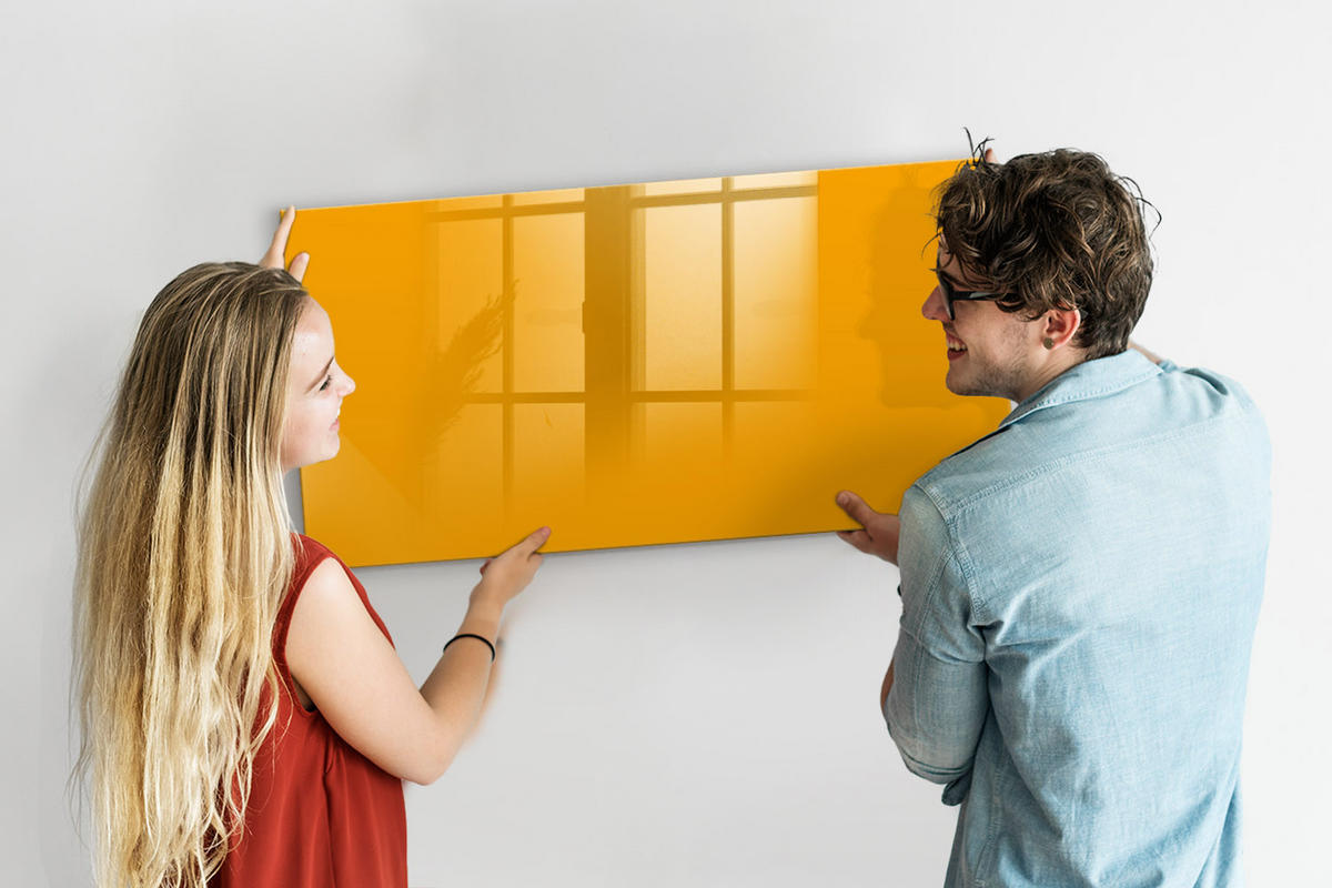 MAGNETTAFEL 120x60 Dunkelgelb schwarzer Marker - Dunkelgelb, Glas (120/0.4/60cm) - TULUP
