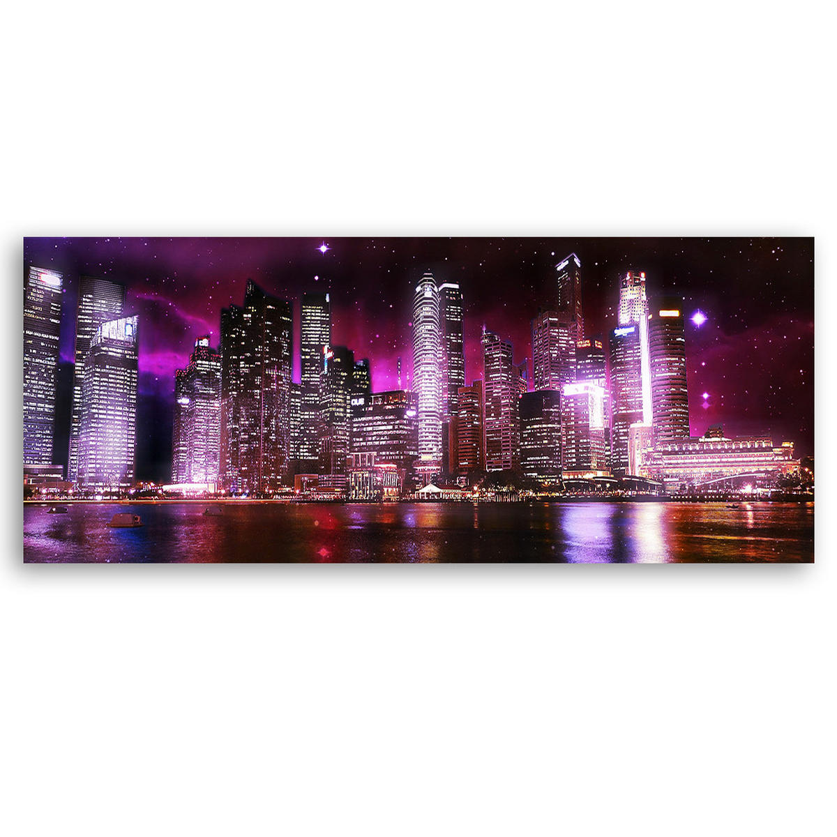 WANDBILD lila stadtbild - Lila, Textil (90/30cm) - Feeby