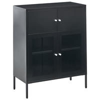 SIDEBOARD se skleněnými dveřmi Kov 80 cm Černý Esholt - černá, kov (80/102/40cm) - Beliani