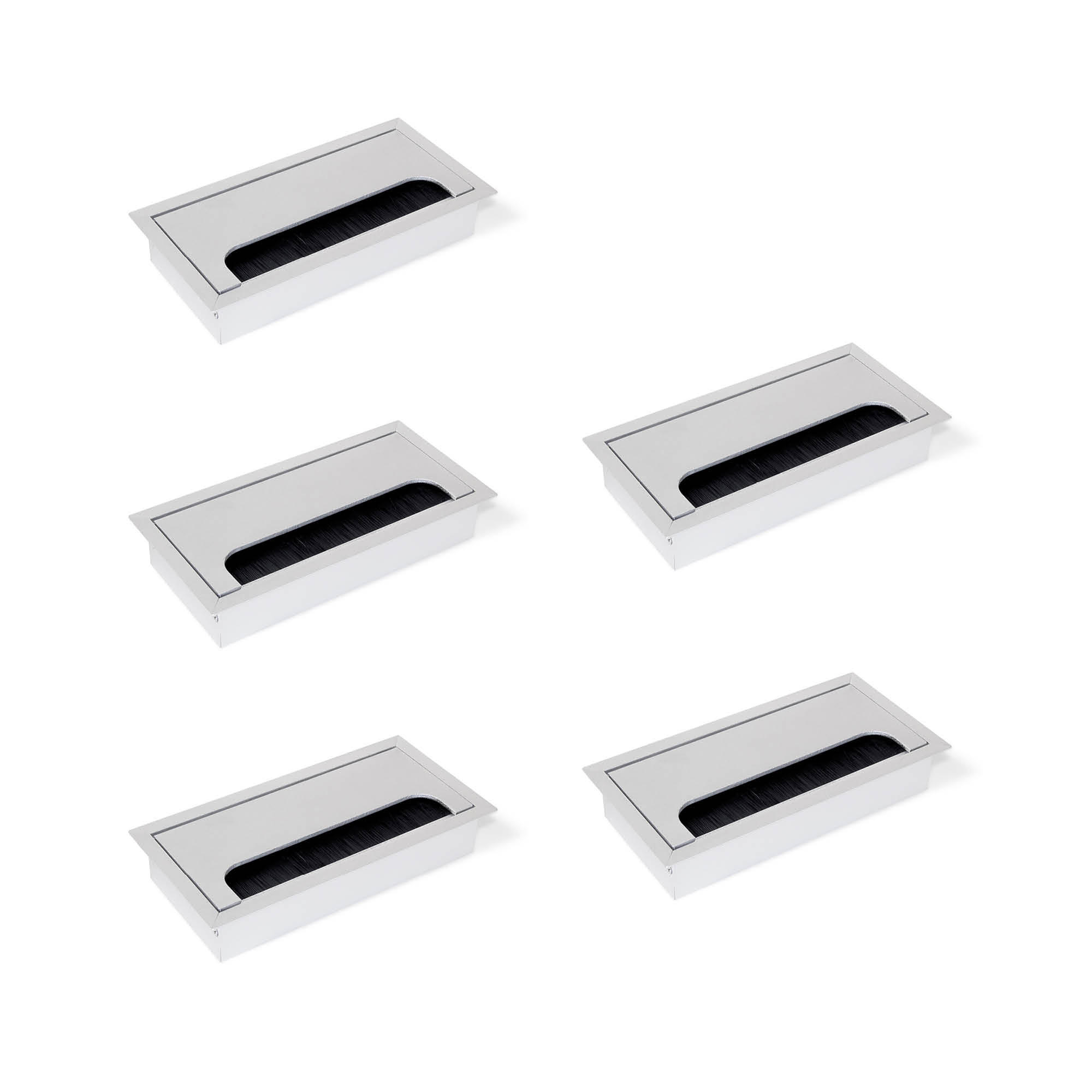 KABELDURCHFÜHRUNGEN für Quadrum Tisch, rechteckig, 159x80mm, Unterputzmontage, Aluminium, Matt eloxiert 5er-set - Dunkelgrau, Metall (15.9/8/3cm) - EMUCA