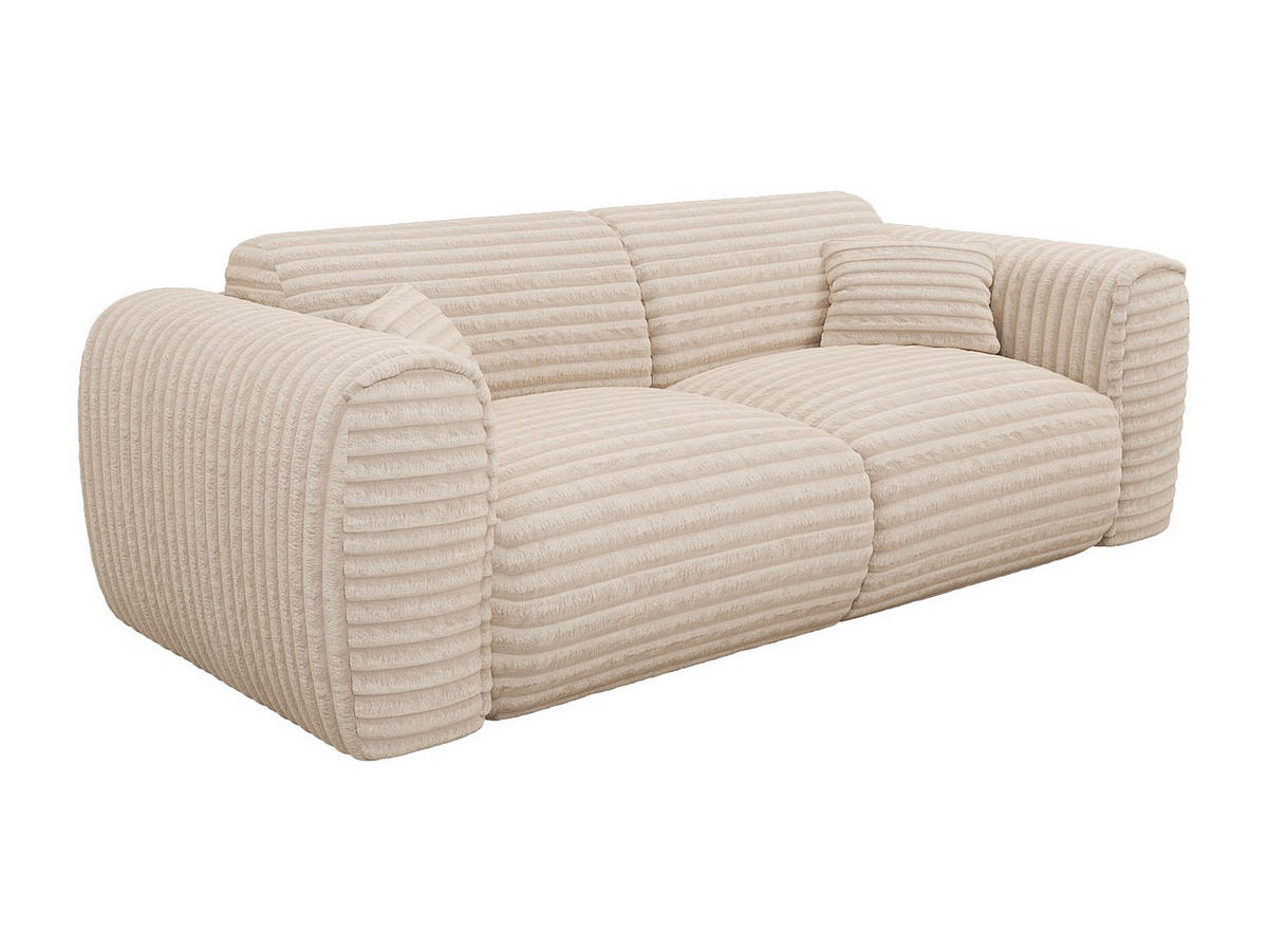 SOFA 3-Sitzer mit Matratze - grob gerippter Cord - Beige - POGNIA - Beige, Textil (216/73/100cm) - Vente-Unique