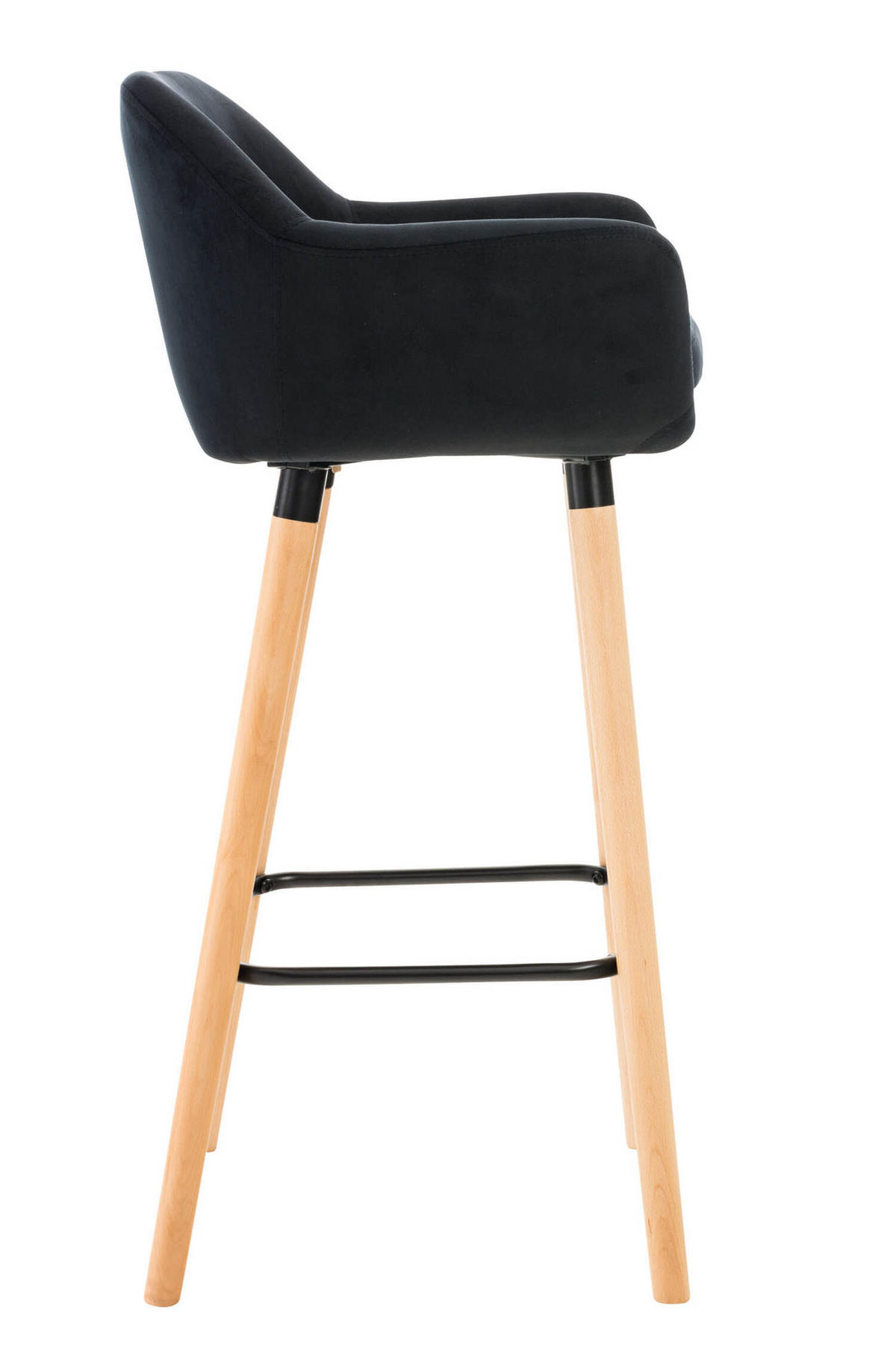 BARHOCKER Grande, Gestell Holz, Samt Schwarz - Schwarz/Braun, Holz/Textil (55/99/46cm) - TPFLiving