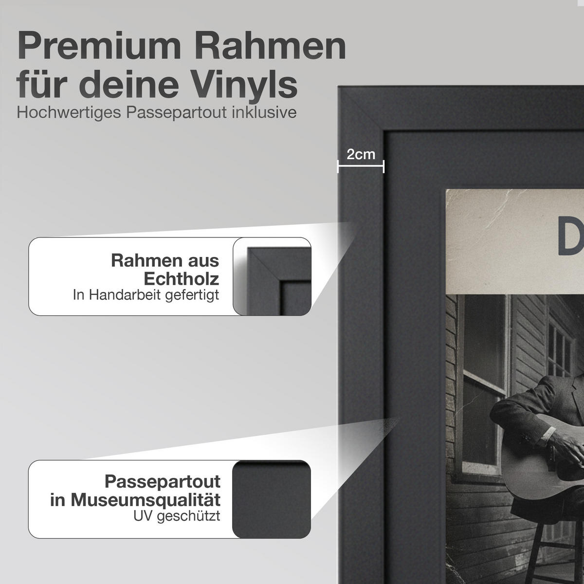 SCHALLPLATTEN RAHMEN 40/40 für das Cover - Schwarz, Holz (40/40cm) - K-Möbel