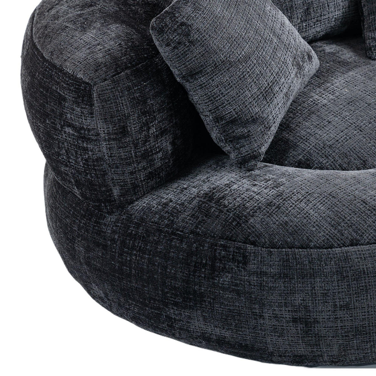 SITZSACK Chenille, Sofa mit 3 extra Kopfkissen,Chenille,Schwarz - Schwarz, Textil (108/52/108cm) - LVHOM
