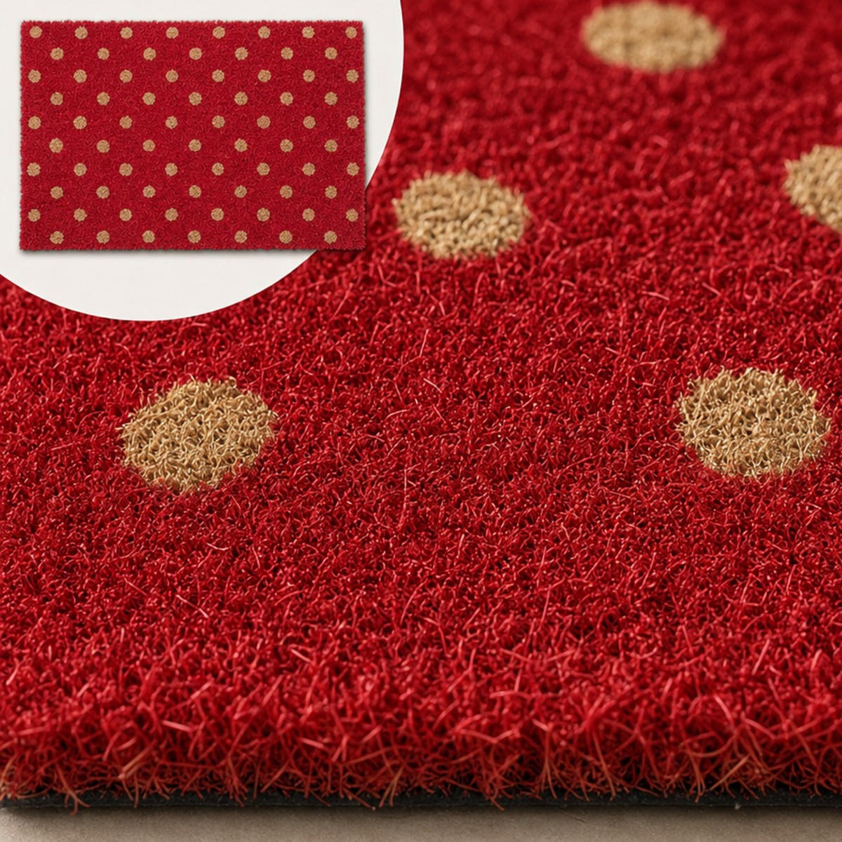 FUSSMATTE Rot Natur Kokos rutschfest 60x40 cm - Rot, Kunststoff/Textil (40/60cm) - Relaxdays
