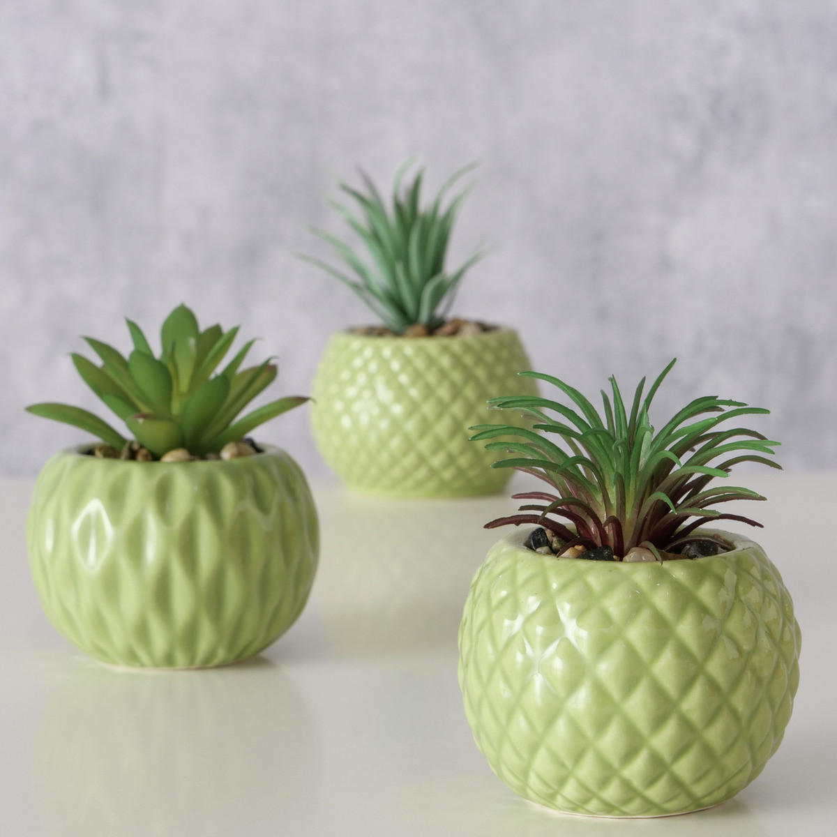 KÜNSTLICHER SUKKULENT Maluha 10,5 cm - Grün, Keramik (10.5cm) - Boltze Home