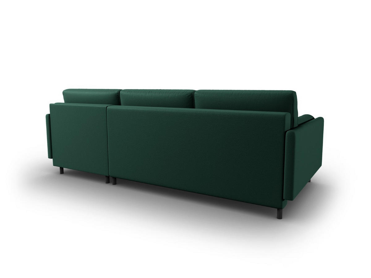 AUSKLAPPBARES-ECKSOFA rechts mit Container Scott aus strukturiertem Stoff grün 5 Sitzplätze - Grün, Textil (142/212cm) - Micadoni