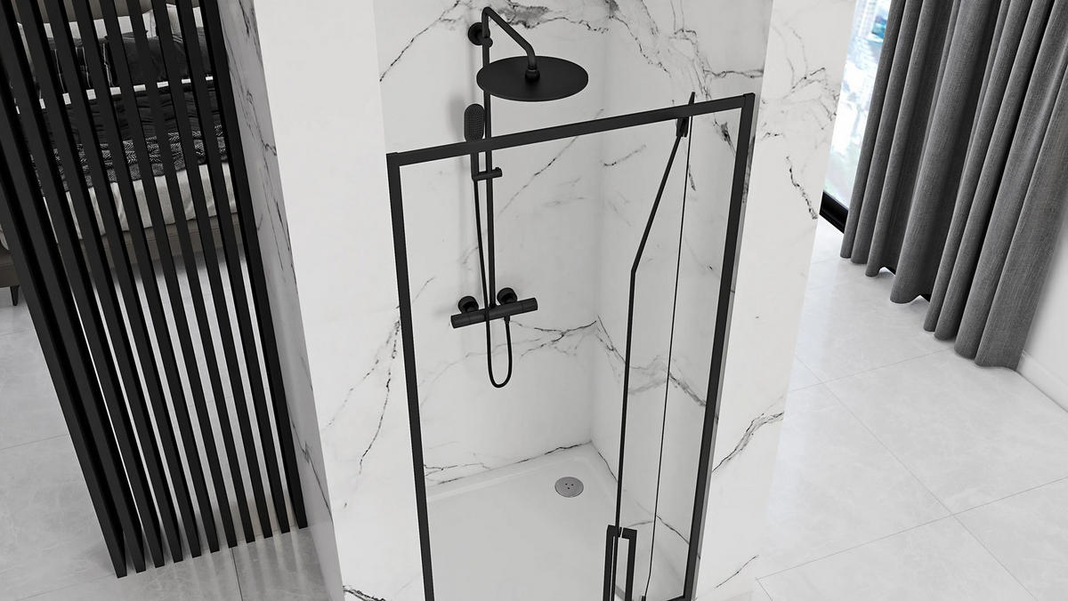 DUSCHTÜR Rea Schwingtür Rapid Swing 80 - Schwarz, Glas (80.5/195cm) - REA