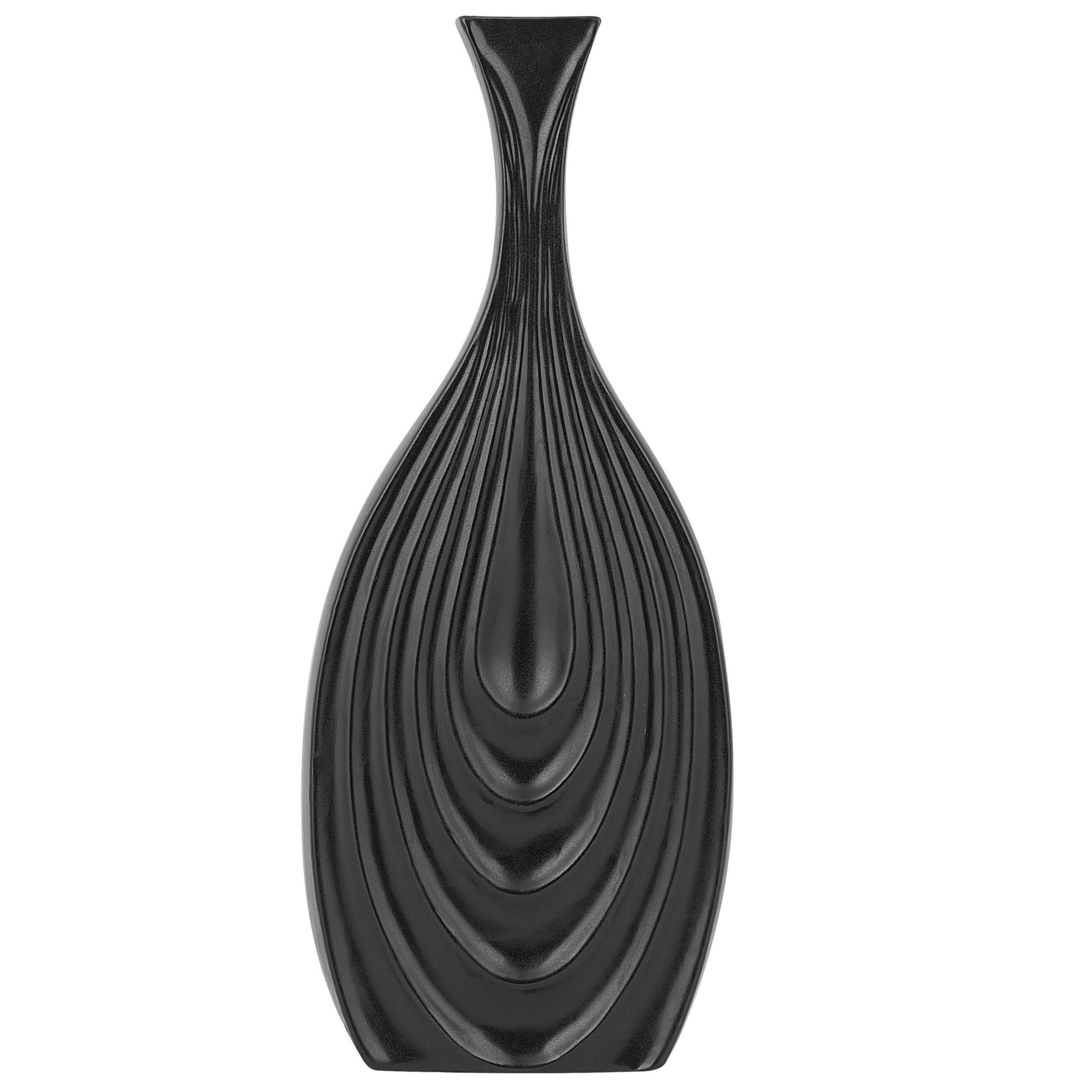 DEKOVASE Keramik schwarz Thapsus - Schwarz, Keramik (39cm) - Beliani