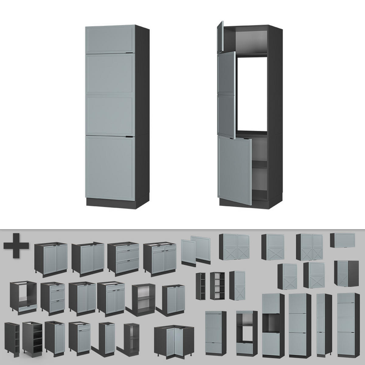 Anthrazit/Hellblau, Holzwerkstoff (60/206.8/58.1cm) - Vicco