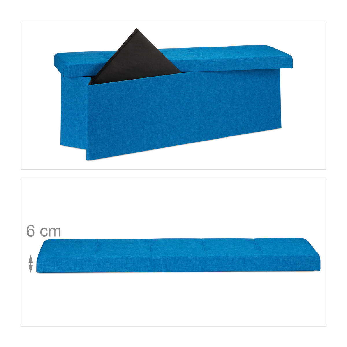 FALTBARE Sitzbank - Blau, Holzwerkstoff/Textil (38/38/114cm) - Relaxdays