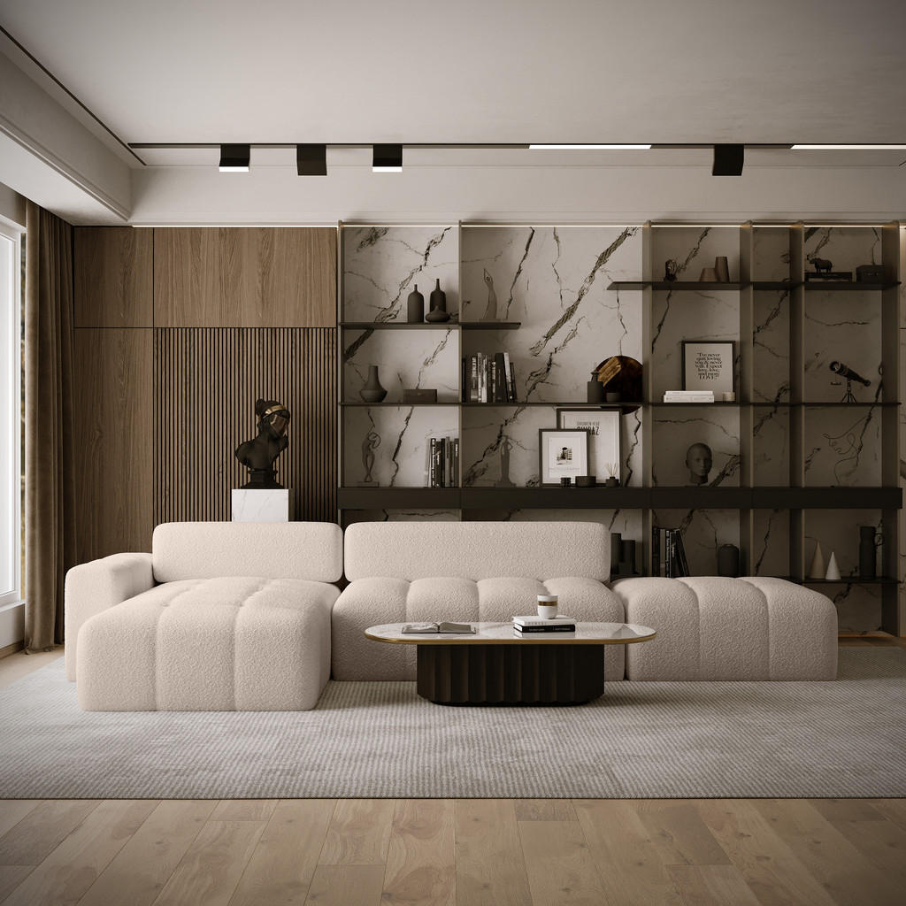 Thumbnail - Fedve Ecksofa, Beige, Textil, L-Form,L-Form, 363x185 cm, Wohnzimmer, Sofas & Couches, Wohnlandschaften, Ecksofas