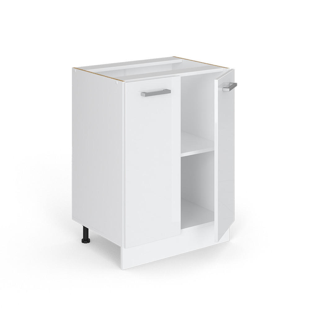 KÜCHENUNTERSCHRANK R-Line Weiß Hochglanz 60 cm ohne AP - Weiß Hochglanz/Weiß, Holzwerkstoff (60/81.6/46cm) - Vicco