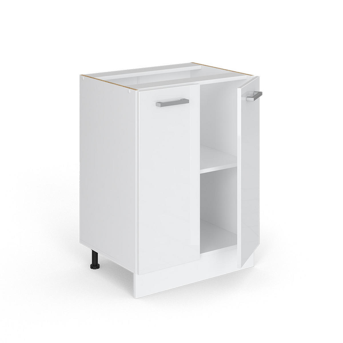 KÜCHENUNTERSCHRANK R-Line Weiß Hochglanz 60 cm, AP Anthrazit - Weiß Hochglanz/Weiß, Holzwerkstoff (60/81.6/60cm) - Vicco
