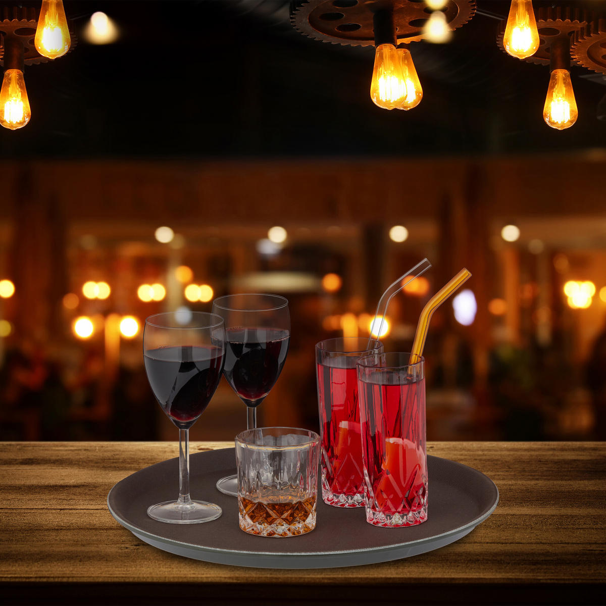 SERVIERTABLETT - Braun, Kunststoff (35/2/35cm) - Relaxdays