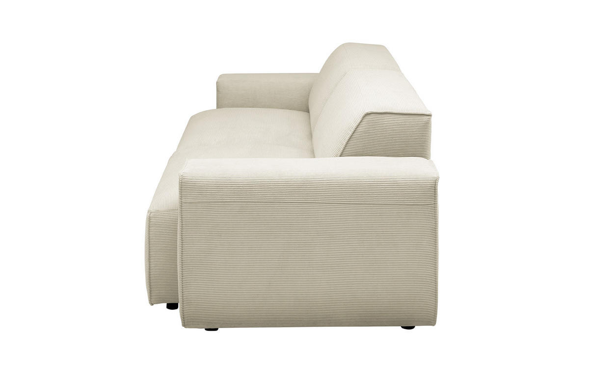 SOFA RANI Beige Cord - Beige/Schwarz, Kunststoff/Textil (256/71/101cm) - KAWOLA