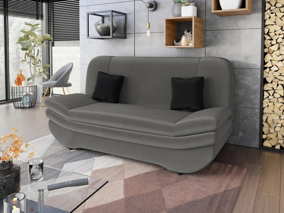 SCHLAFSOFA Weronika - Schwarz/Graphitfarben, Holz/Kunststoff (200/95/90cm) - MIRJAN24