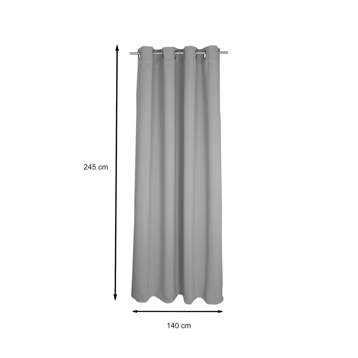 VERDUNKELUNGSVORHANG Ösen 140/245 cm Hellgrau - Hellgrau, Textil (140/245cm) - TiborTex