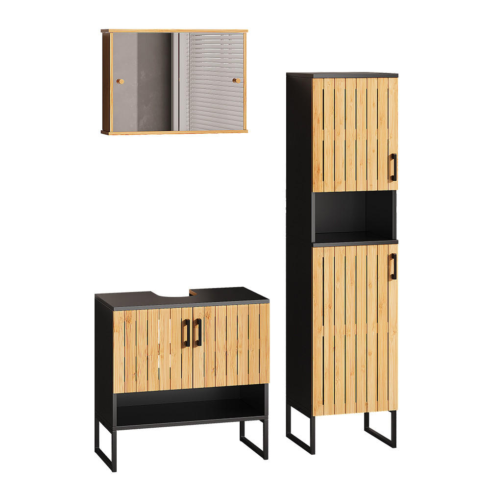 KOUPELNOVÝ NÁBYTEK Vayra Bambus - černá/zelená barva, kompozitní dřevo (60/65.5/33cm) - Vicco