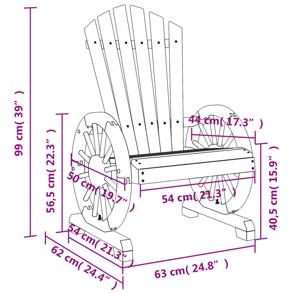 ADIRONDACK-GARTENSTUHL Massivholz Tanne - Braun, Holz (63/99/62cm) - vidaXL