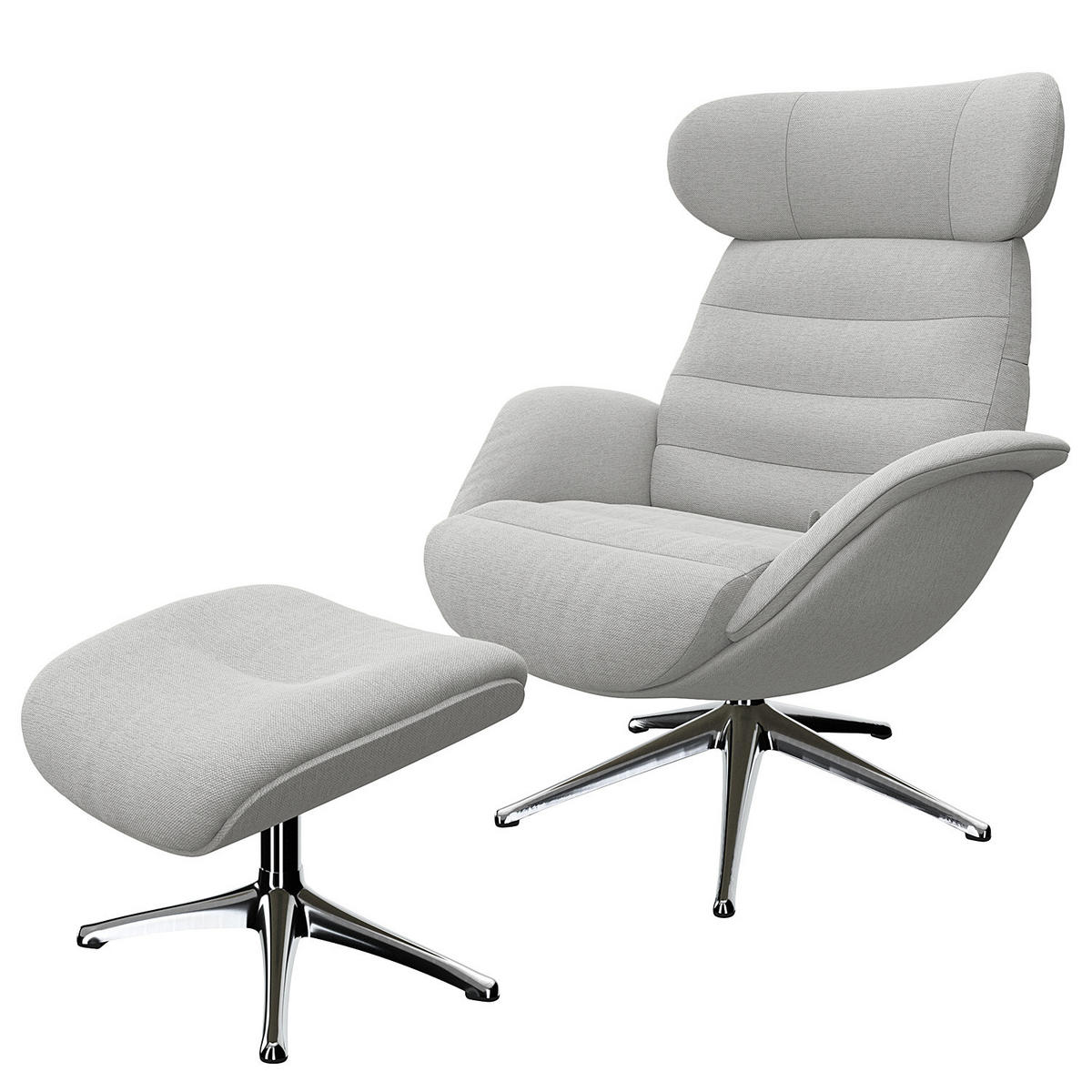 POLSTERHOCKER - Chromfarben/Hellgrau, Textil/Metall (44/39/49cm) - home24