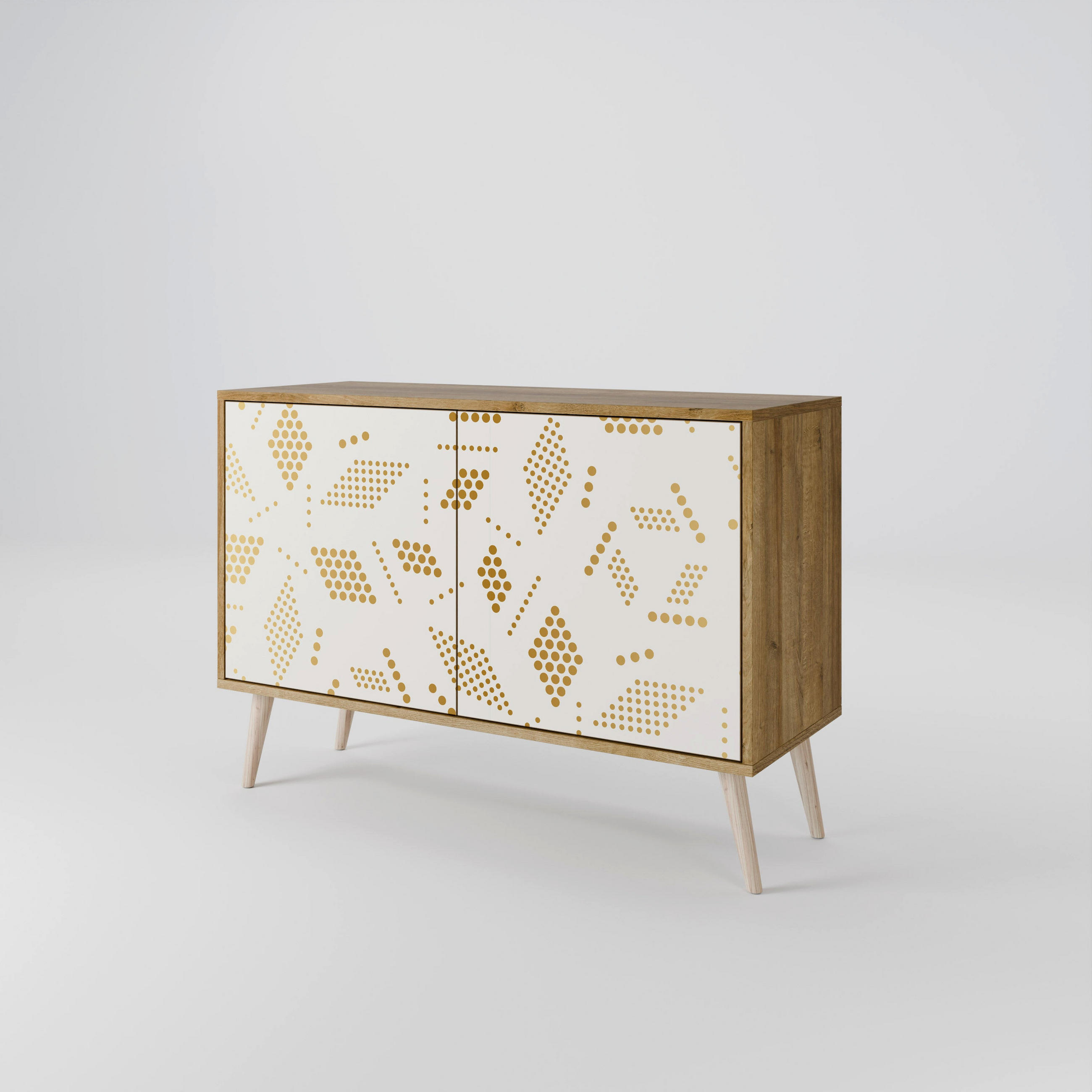 SIDEBOARD SPOTTED DAZE, Eicheneffekt, 111x42x77,5 cm, 2 Türen - Eichefarben/Buchefarben, Holzwerkstoff/Buchenholz (111/77.5/42cm) - SpaceRebels