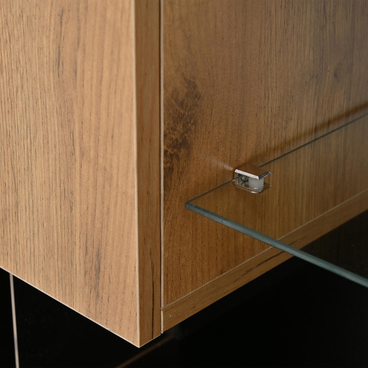TV-SCHRANK in Schwarz & Natur mit LED - Eichefarben, Holzwerkstoff (160/42/40cm) - Urban Meuble