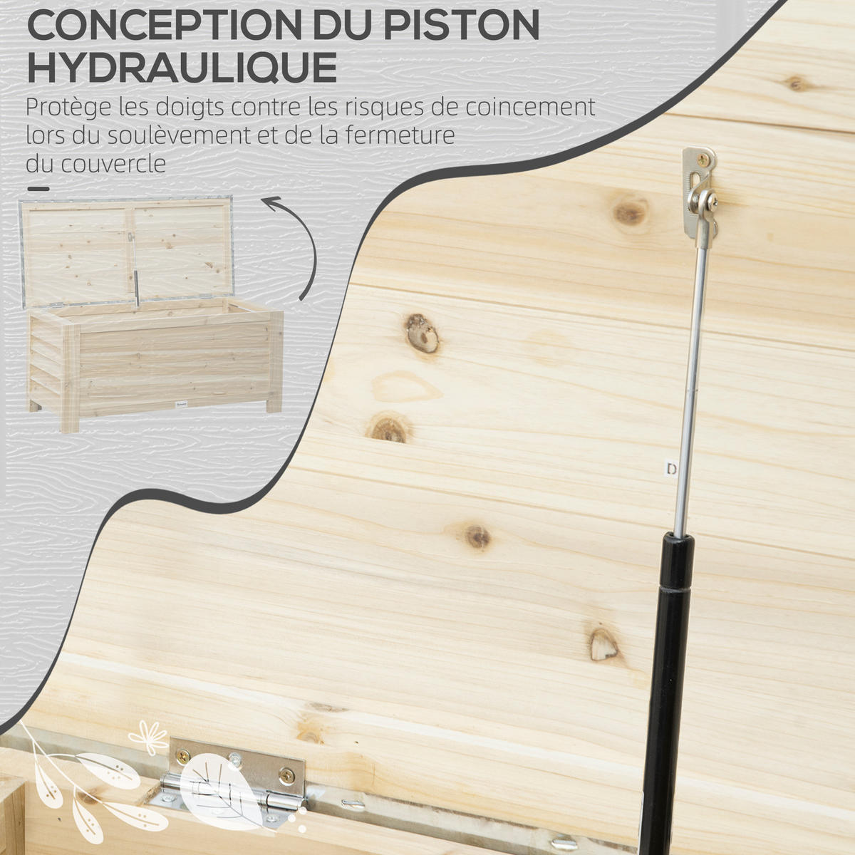 KISSENBOX DE-18671 155 L, Holz mit verzinktem Deckel - Naturfarben, Holzwerkstoff (50/50/110cm) - ComfortXL