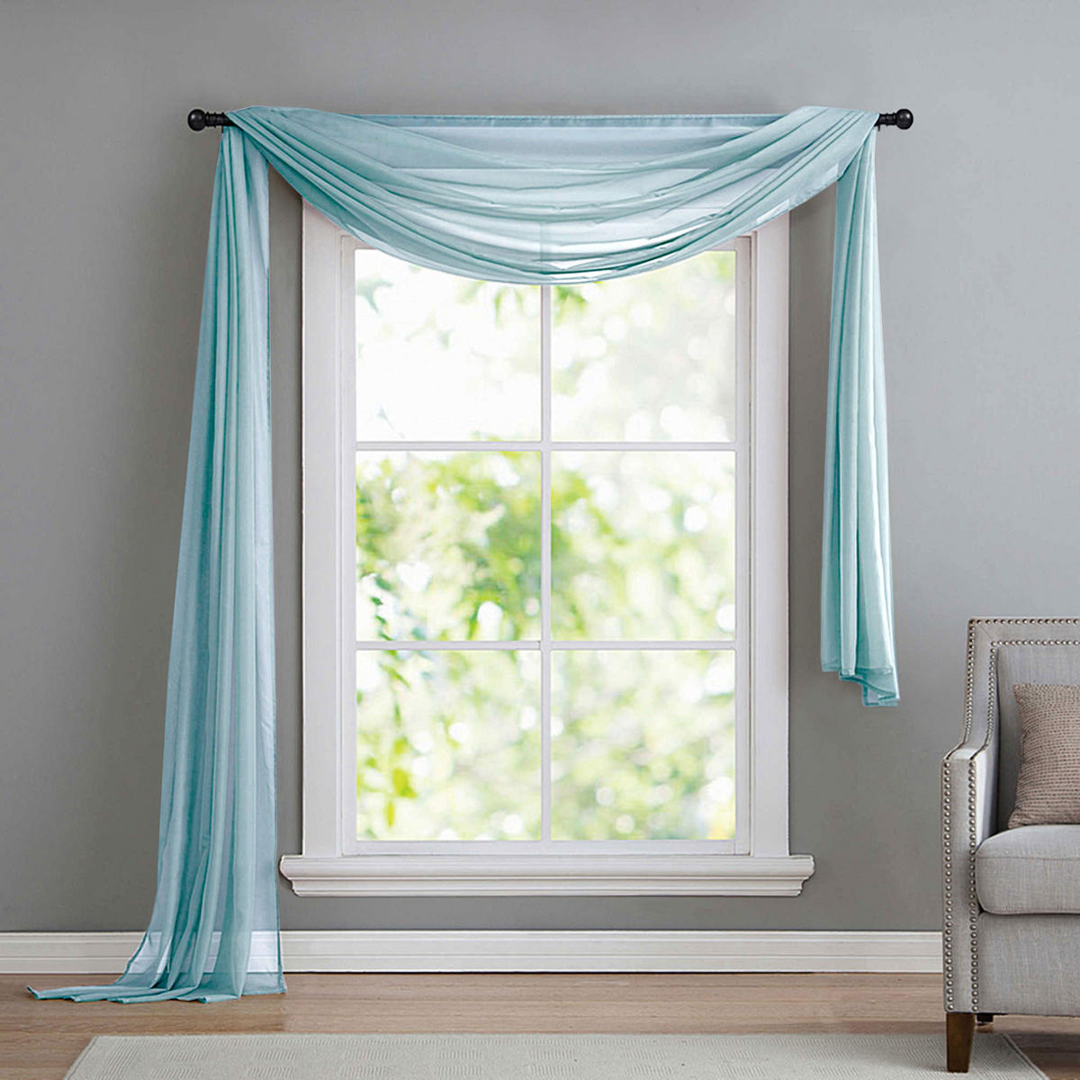 QUERBEHANG 1ER SET HxB 140x600 Hellblau - Hellblau, Textil (140/600/600cm) - Gardinenbox