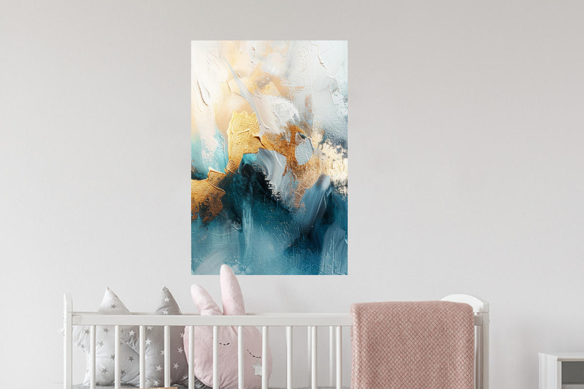 WANDTATTOO Abstrakt - Kunst - Gold - Blau 40x60 cm - Petrol, Kunststoff (40/60/0.1cm) - MuchoWow