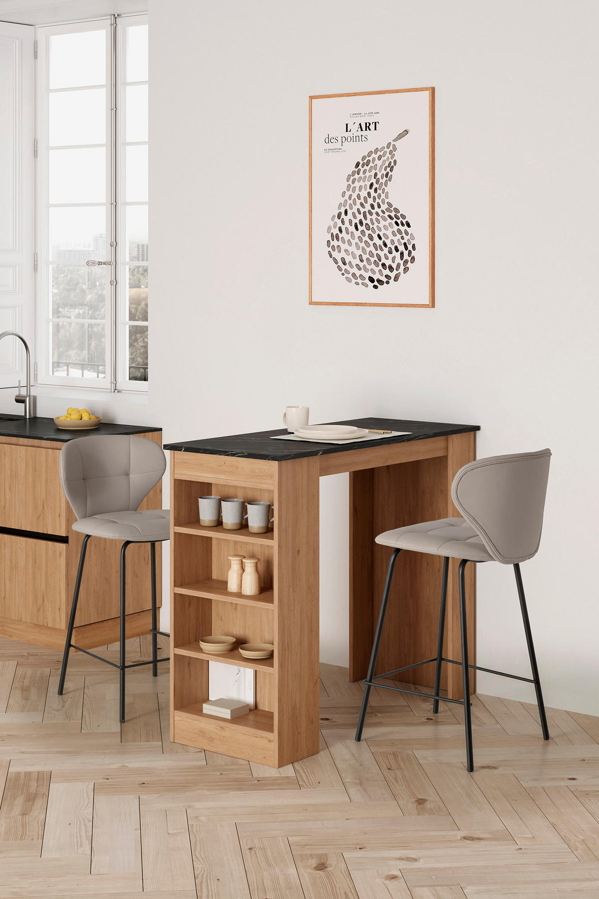 BARHOCKER Maura Beige 45/52/67 cm 2er-Set - Beige, Textil (52/67/45cm) - Calicosy