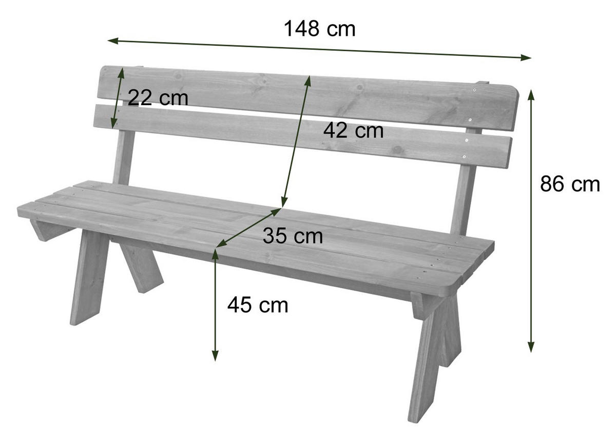 GARTENBANK Weiß - Weiß, Holz (148/86/54cm) - MCW