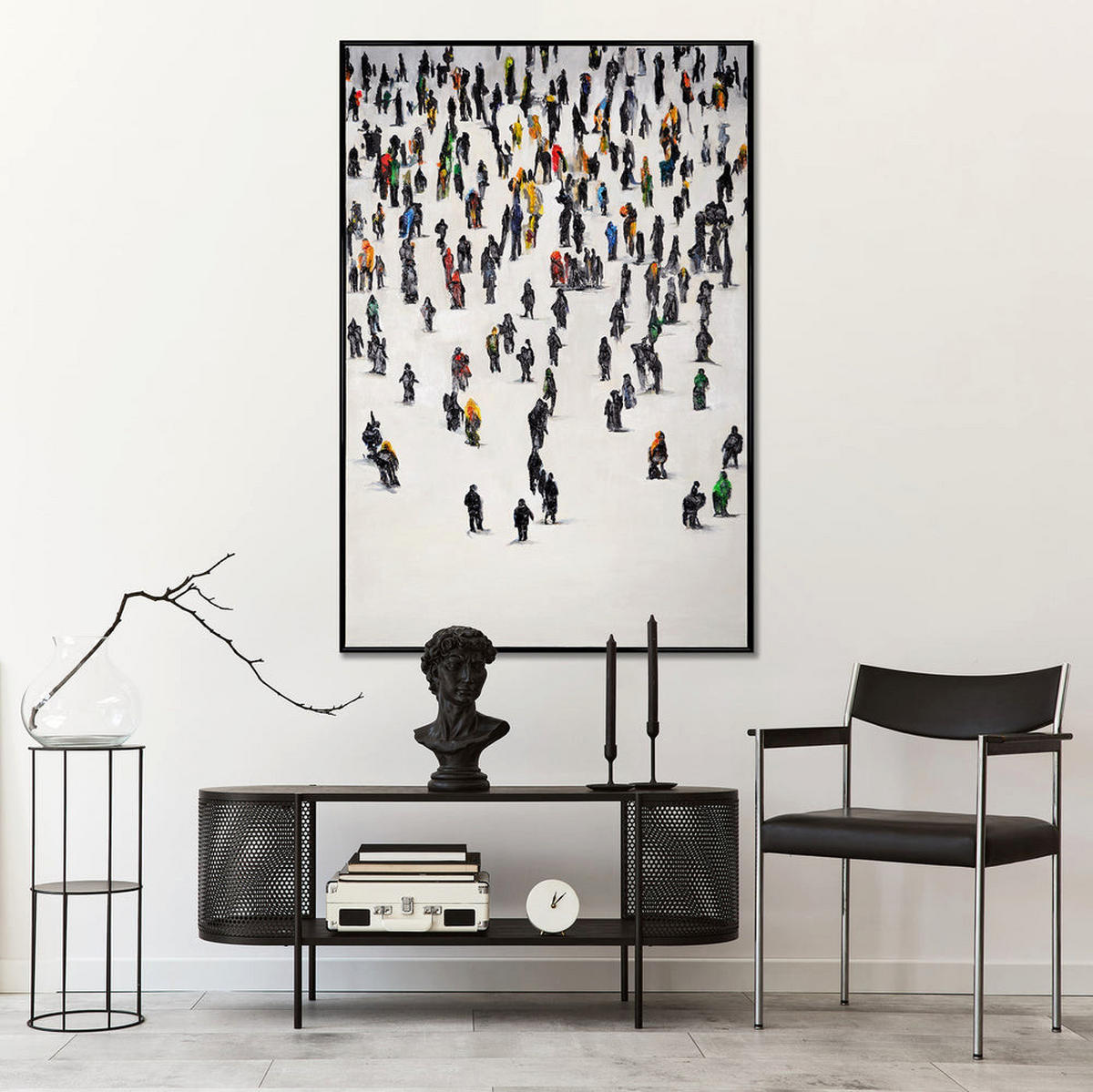 GEMÄLDE Kollektive Bewegung Schattenfugenrahmen Schwarz 120x80 cm - Schwarz, Holz (120/80cm) - YS-art gallery