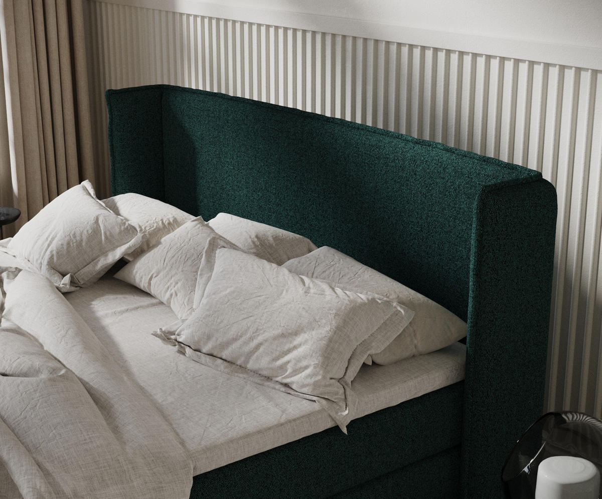 BOXSPRINGBETT Carizzo Grün 200/200 cm mit Matratze und Topper - Schwarz/Grün, Holz/Holzwerkstoff (200/200cm) - Maison de Reve