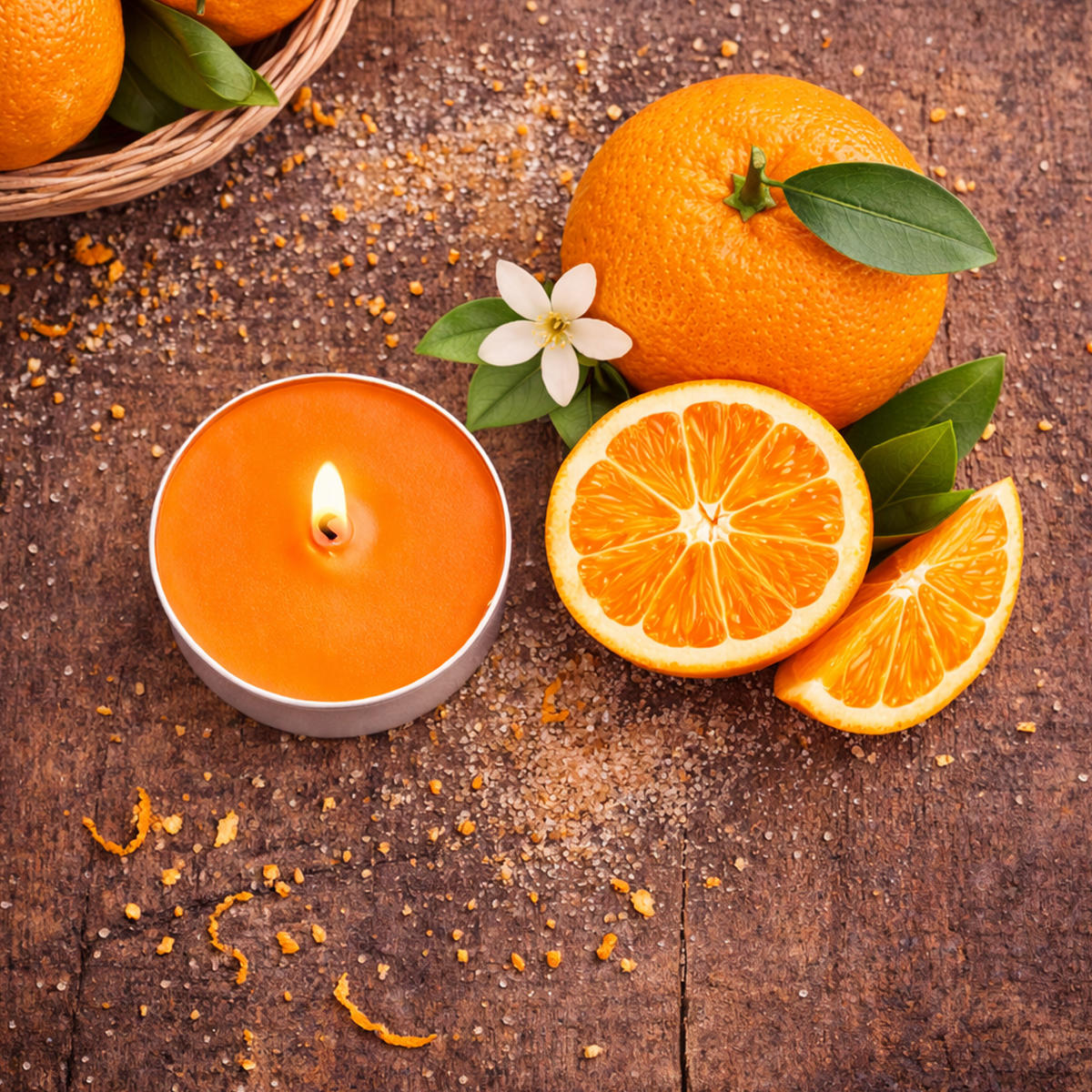 TEELICHT mit Duft - Sonnenschein - 18er Pack - Orange, Naturmaterialien (4/1.5/4cm) - HS Candle