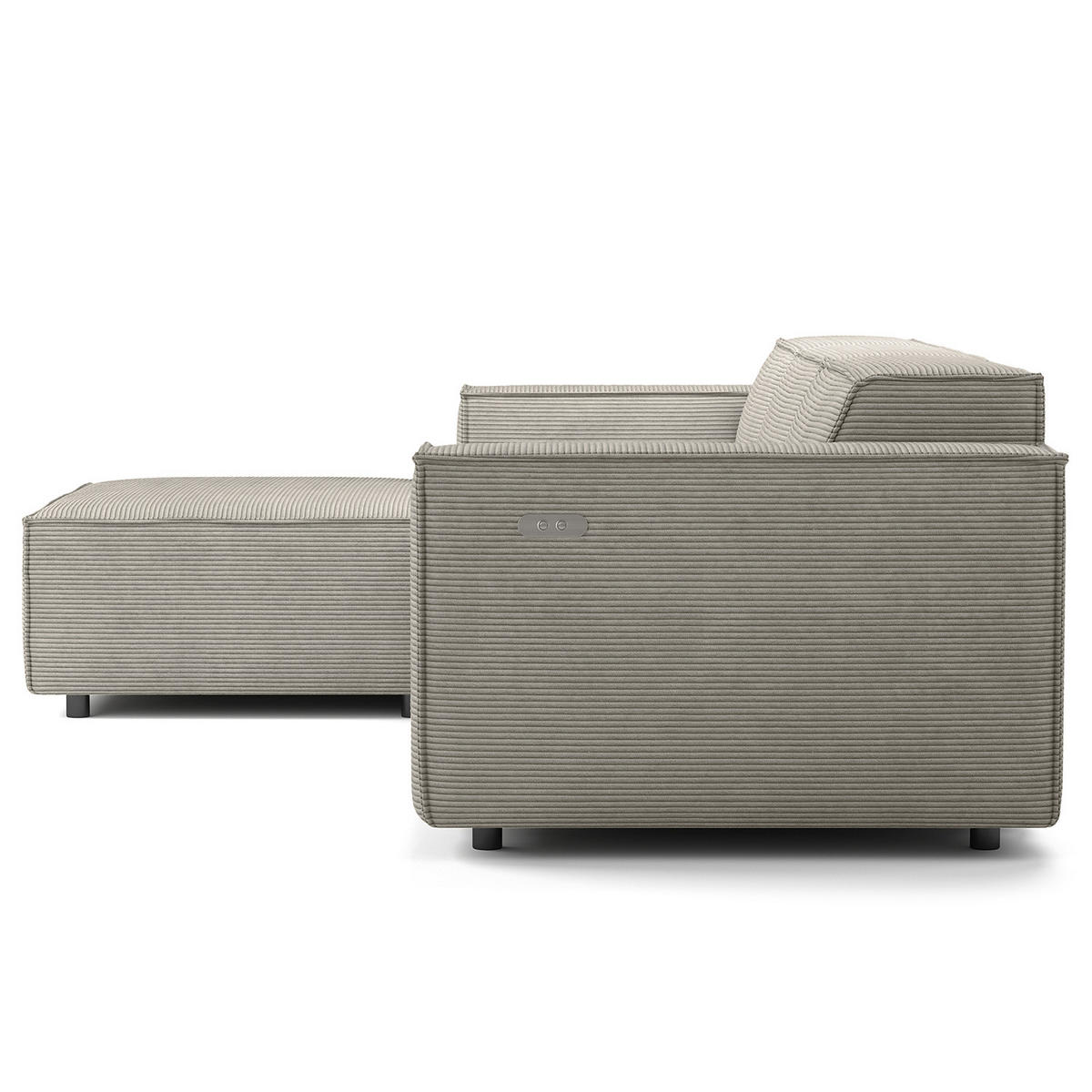 ECKSOFA mit Longchair - Graubraun/Schwarz, Kunststoff/Textil (260/177cm) - home24