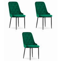 ESSZIMMERSTUHL 3er Set Grüner Samt, gepolsterte Rückenlehne, bequeme Sitzfläche - Grün, Textil (43/94/43cm) - Best For Home