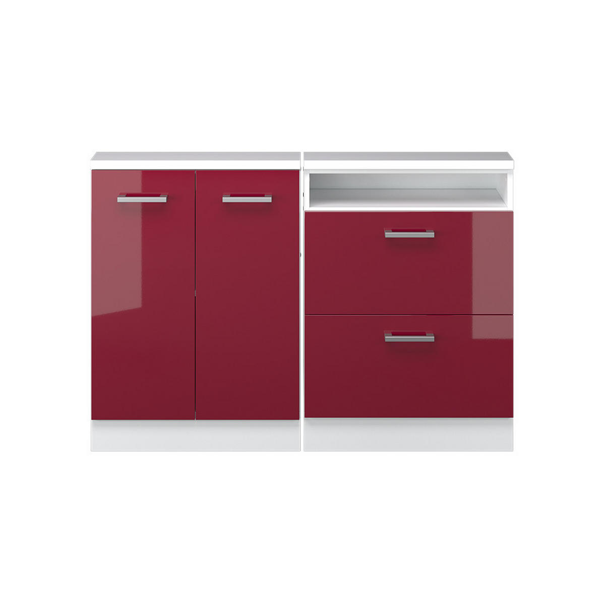 DACHSCHRÄGENSCHRANK-SET Rion Bordeaux Hochglanz/Weiß 2er Set - Bordeaux/Weiß, Holzwerkstoff (120/81.6/46cm) - Vicco