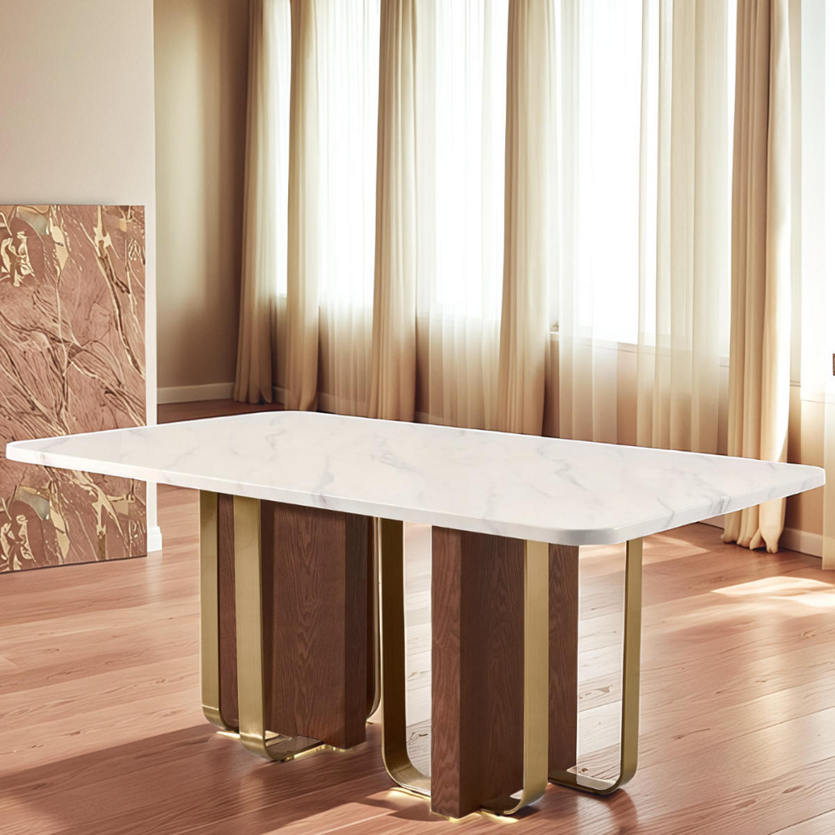 ESSTISCH Tema in edler Marmoroptik 180cm - Weiß, Keramik (180/100/76cm) - alesvelt
