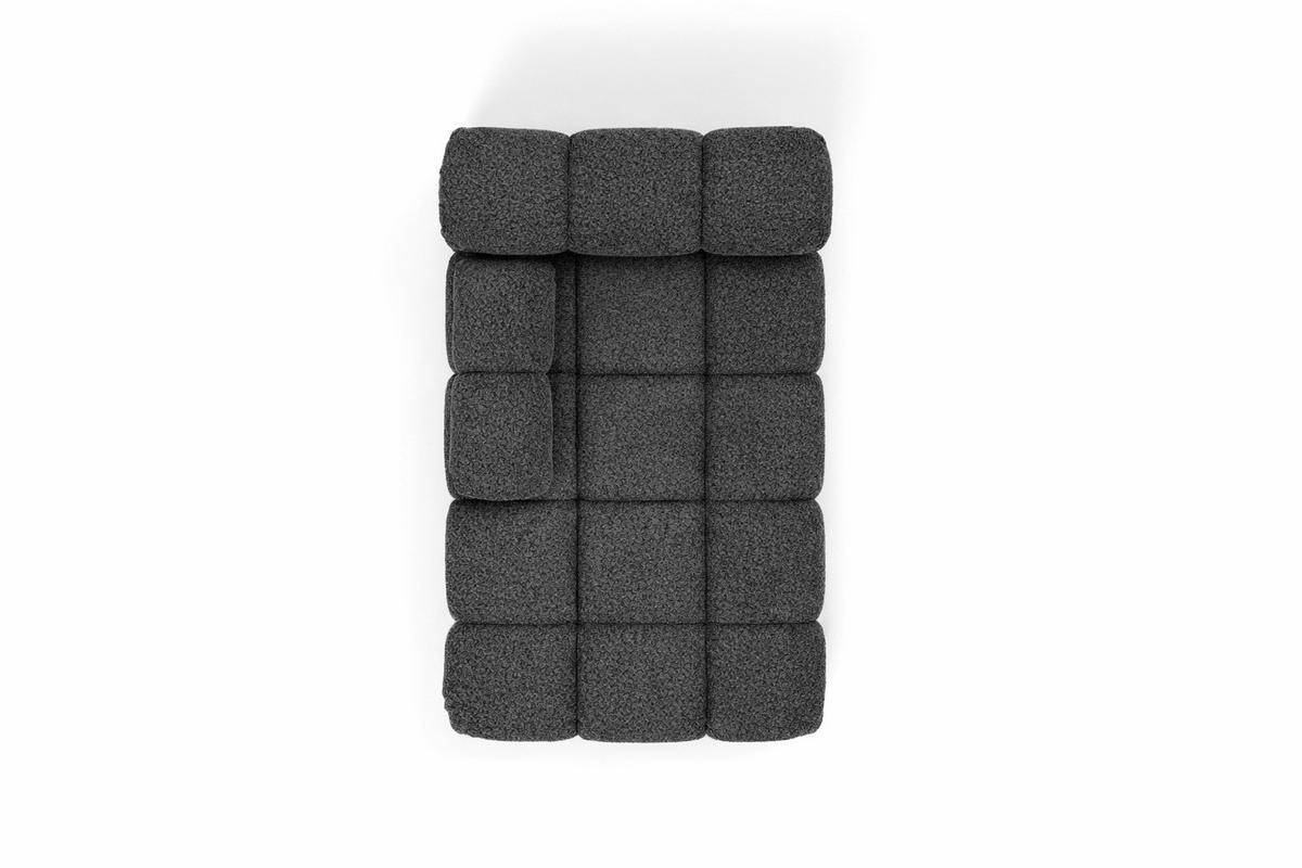 CHAISELONGUE Modular, Bouclé-Stoff Abriamo, Graphit, Links, Selia - Graphitfarben, Holz (95/70/160cm) - Kaiser Möbel