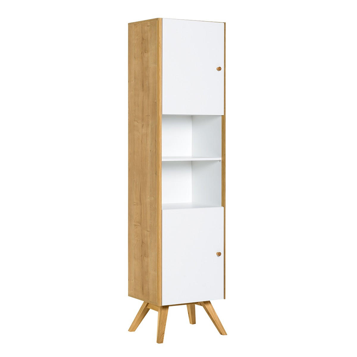 VITRINE 2 Türen mit zentralem Regal H207,5 cm - NATURE - Weiß, Holzwerkstoff (40/207.5/50.5cm) - Calicosy