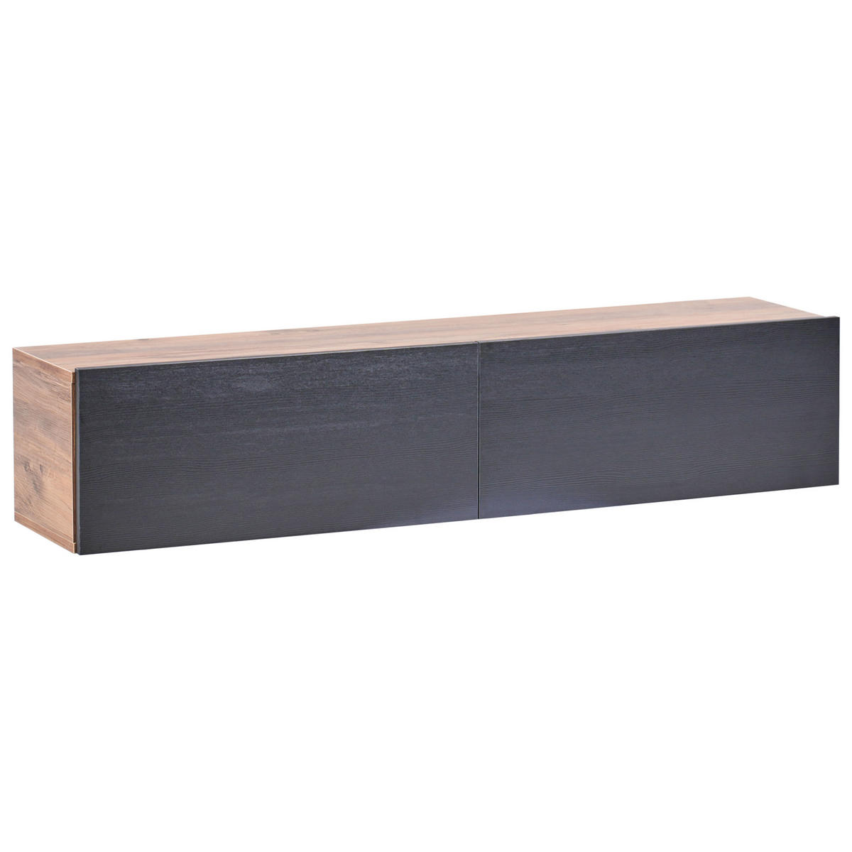 WANDMONTIERTER-TV-SCHRANK Schwarz/Braun Gladstone - Schwarz/Braun, Holzwerkstoff (140/30/32cm) - Beliani