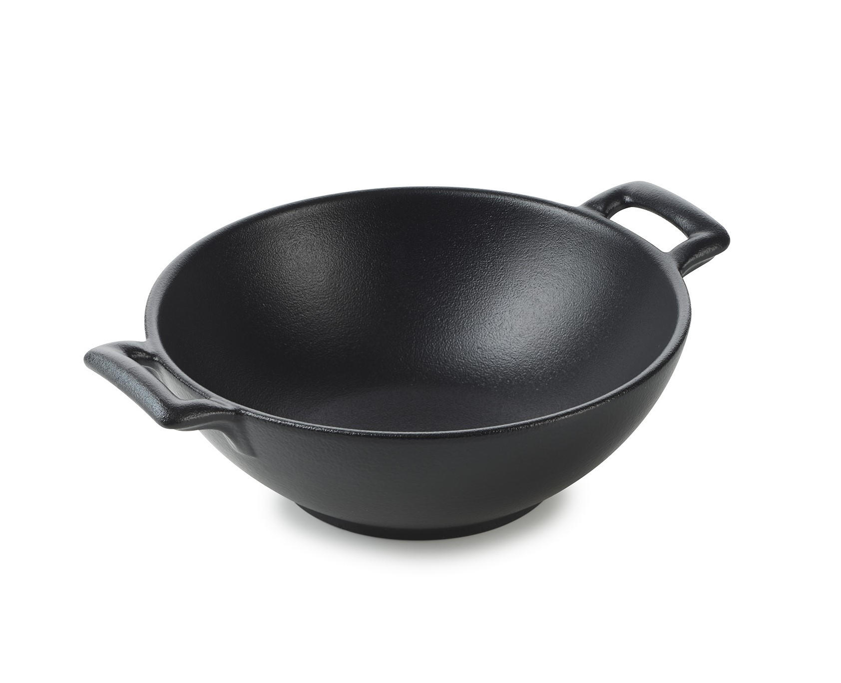 WOK 50 cl KLEIN Gusseisenoptik - Schwarz, Keramik (16/16/5.5cm) - Revol Porcelaine France