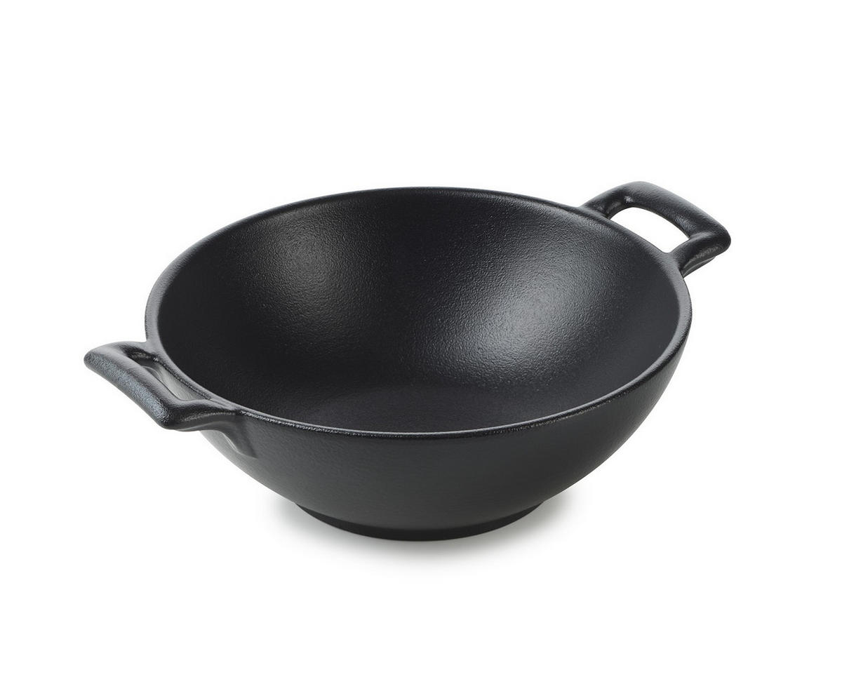 WOK 50 cl KLEIN Gusseisenoptik - Schwarz, Keramik (16/16/5.5cm) - Revol Porcelaine France