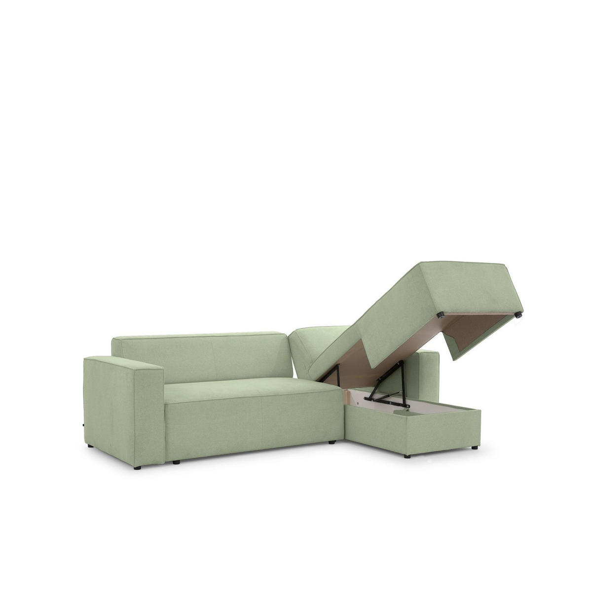 ECKSOFA Schlafsofa Waldo In Stoff Poso - Hellgrün, Holzwerkstoff/Textil (260/173cm) - Fun Möbel
