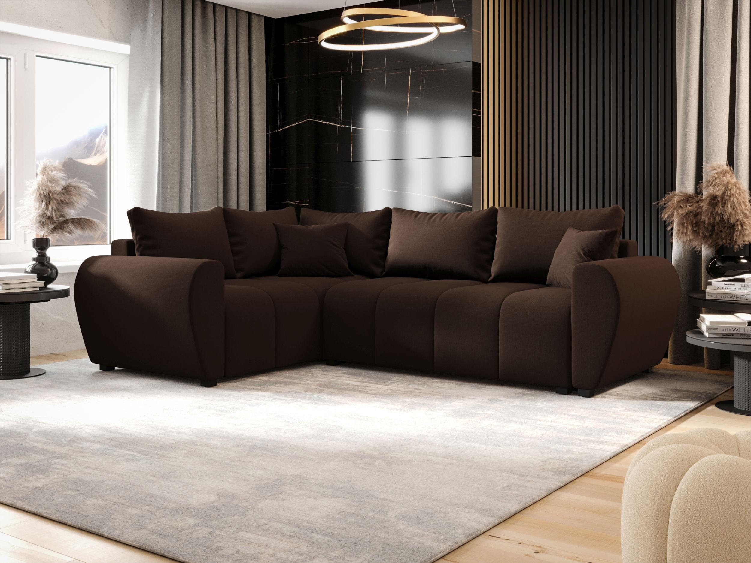 ECKSOFA MOLISA L PLUS Cosmic 800 Links mit Schlaffunktion - Braun, Textil (235/175cm) - Bedante