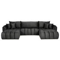 ECKSOFA Iris U mit Schlaffunktion und Bettkasten, U-Form – Grau Samt 382/184/85 cm - Schwarz/Grau, Kunststoff/Textil (382/184cm) - WFL GROUP